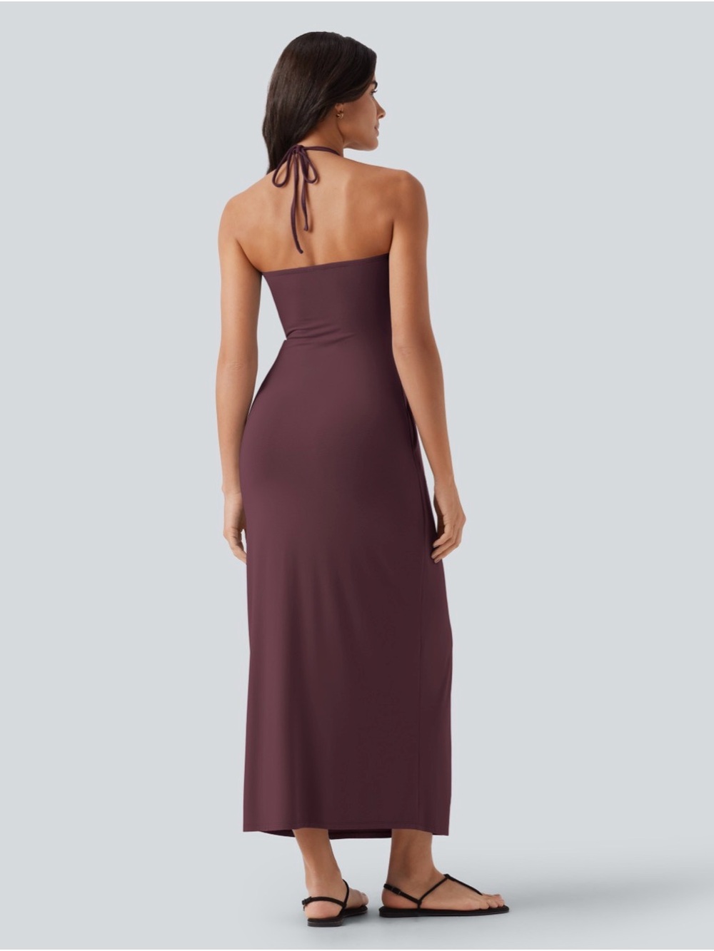 Halara NWT Halter Tie Back Maxi Dress with pockets in Sassafras color - Picture 2 of 4